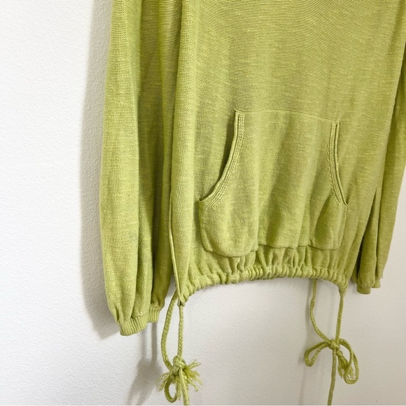 Free People Optimistic Hoodie Women Sz S Chartreuse Linen Knit Sweater Oversize - Picture 5 of 10